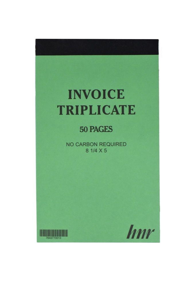 Invoice Book Triplicate Carbonless 50page 8in x 5in