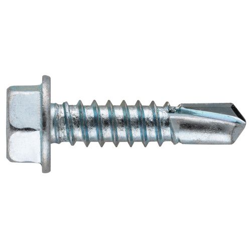 Hex Washer Head Self Drilling Screw Zinc 1/4-14 x 2-1/2 in