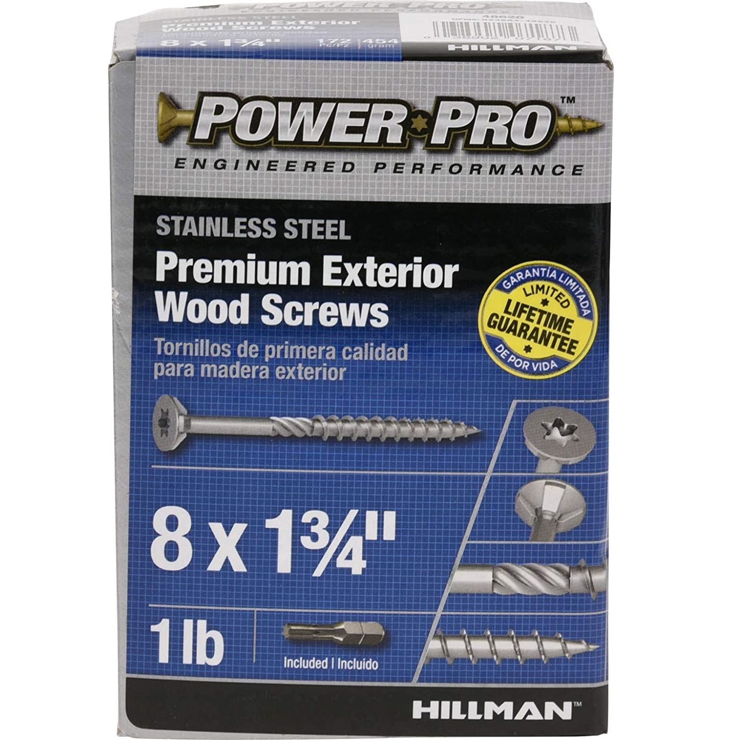 Exterior Wood Screws Stainless Steel 8 x 1-3/4 in. (172pcs) (48620)