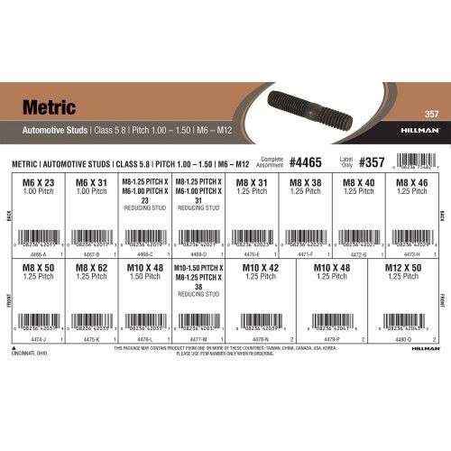 Automotive Studs Metric (M6 - 1.00 thru M12 - 1.25) Assorted