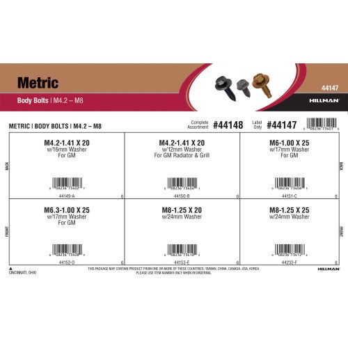 Metric Body Bolts Assorted