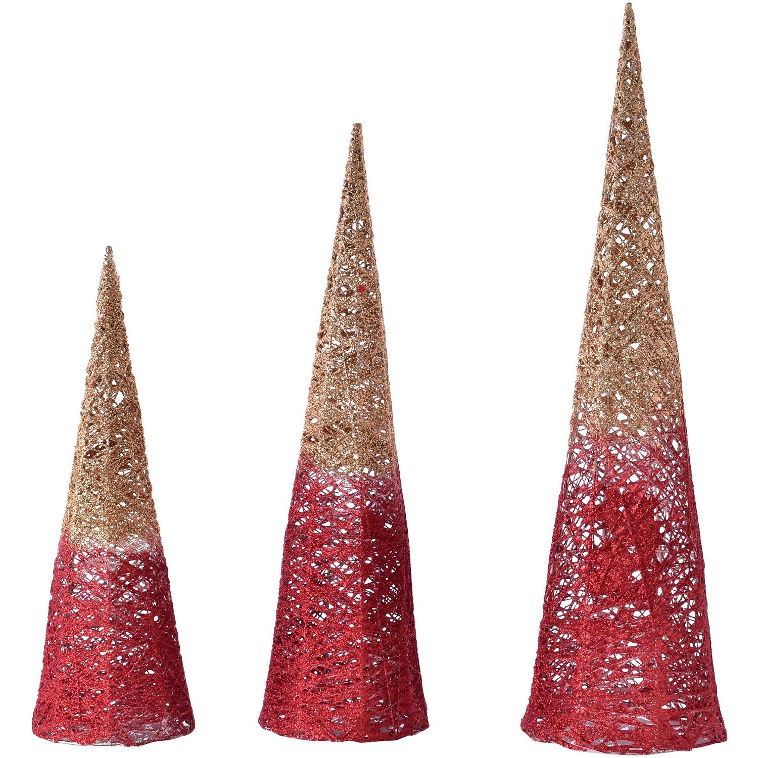 Thread Tree Glitter Red & Gold 3pc (200-2100436)