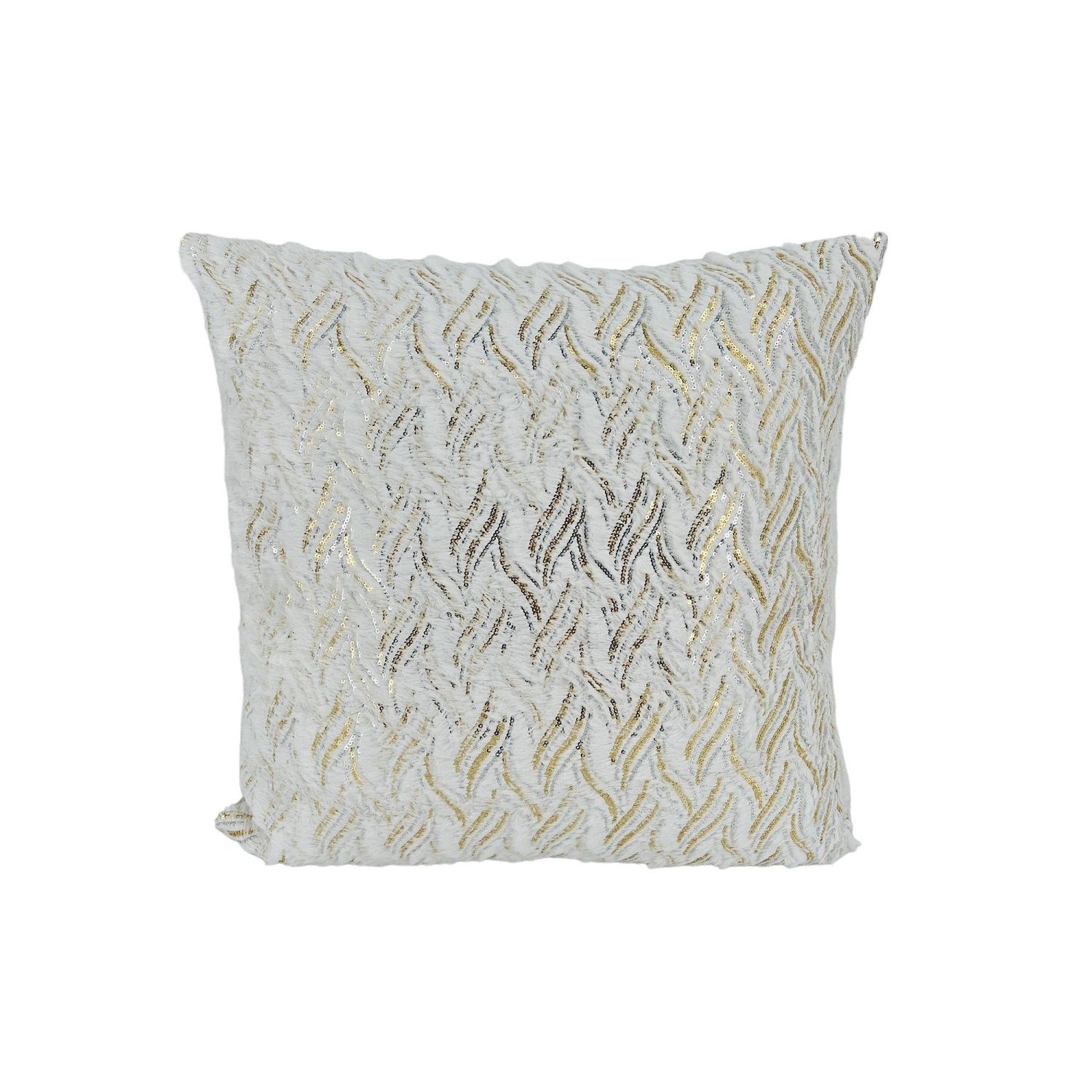 Throw Cushion With Cover Gold & Silver On White 19in (160-4502906)
