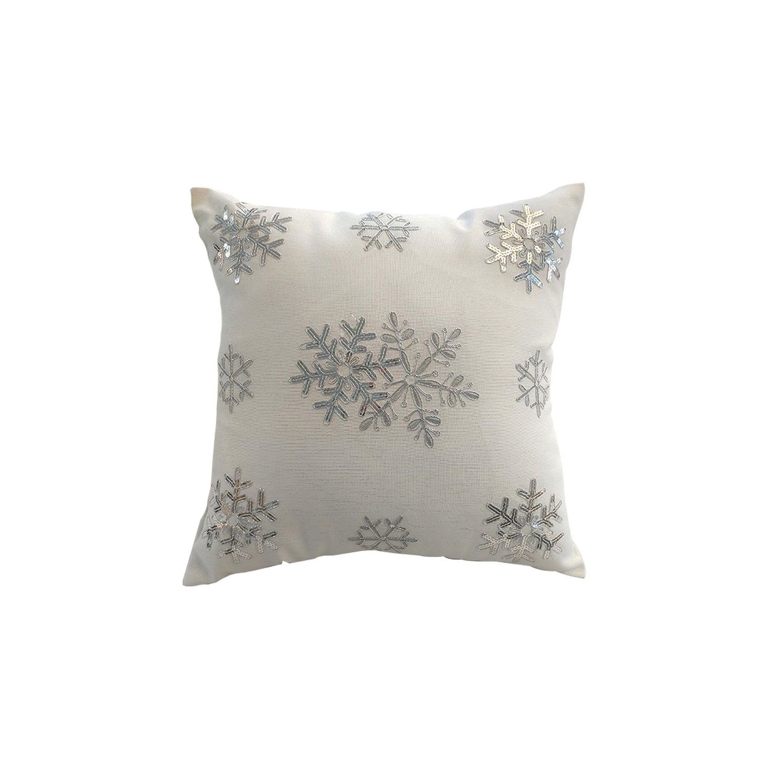 Throw Cushion Embroidered Sequined One Sided Silver (170-2400115)