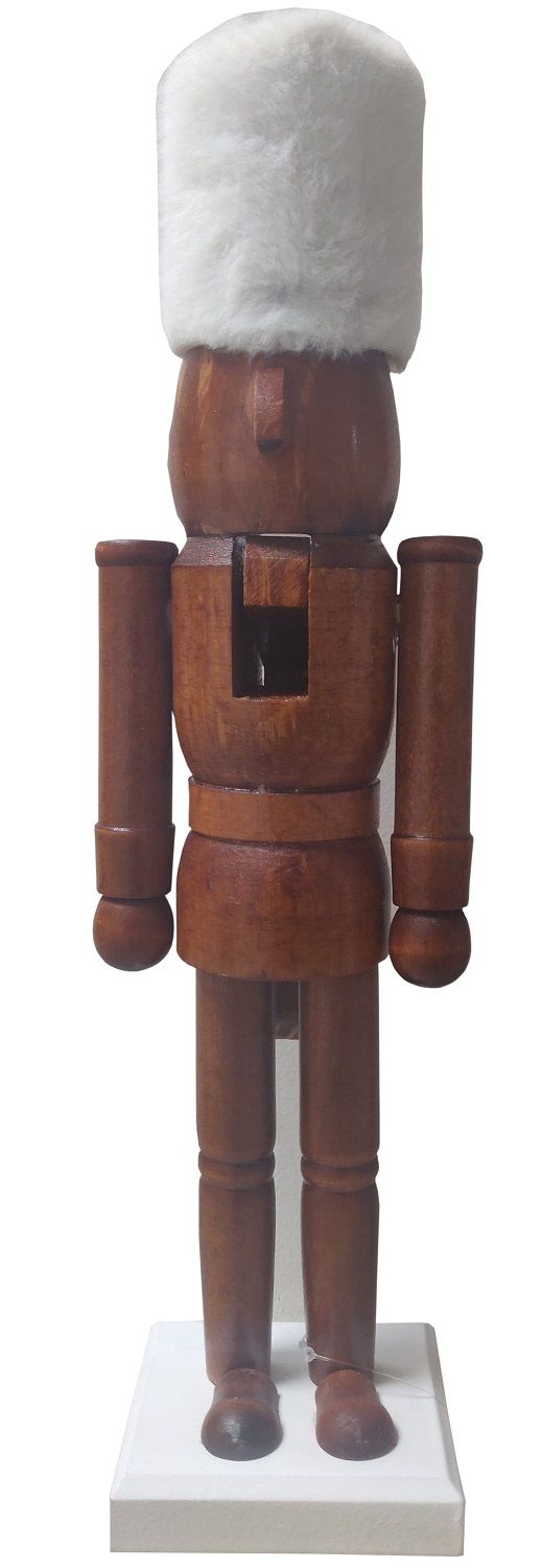 Nutcracker Woodstain With White Fur Hat 14in (130-5001097)