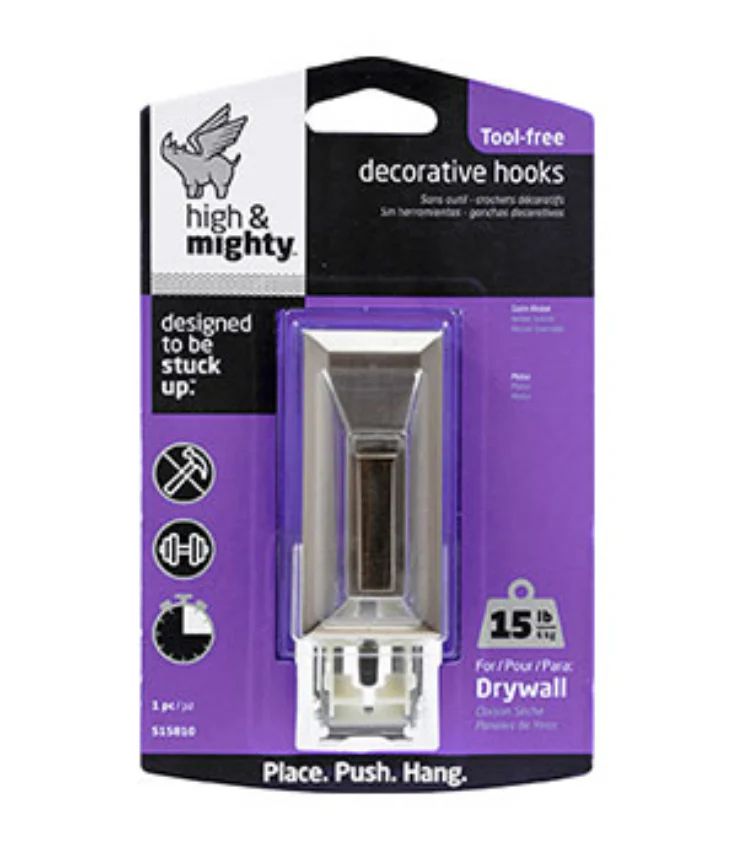 Hook Metal Rectangle Satin Nickel 15Lb
