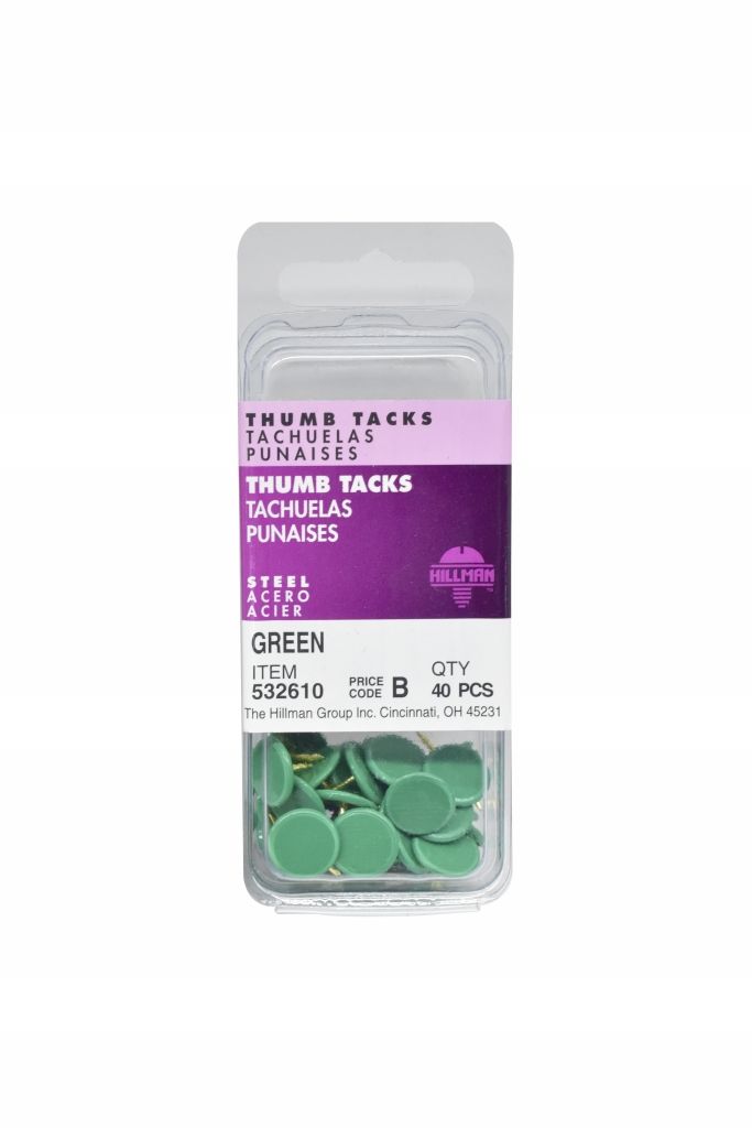 Thumb Tacks Green 40pc (532610)