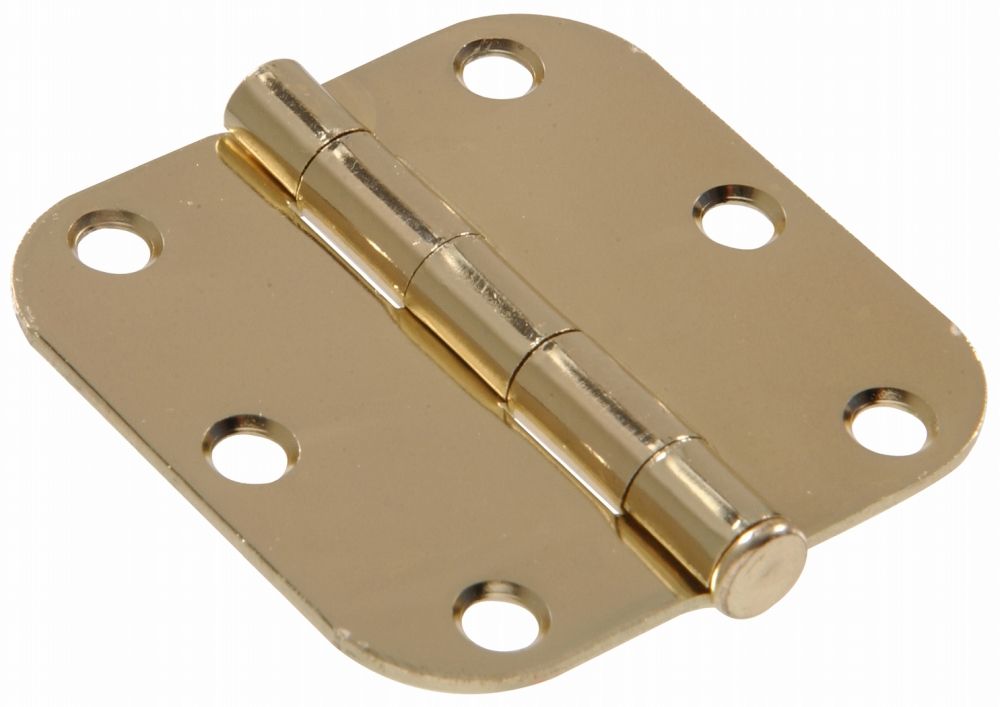 Hinge Door Round Corner Brass Plated 3in