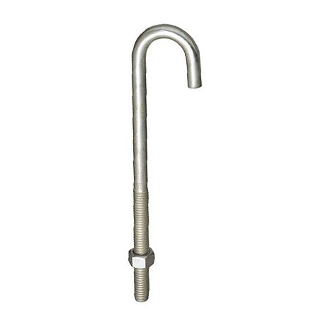 J-Bolt with Nut 1/4in x 6in