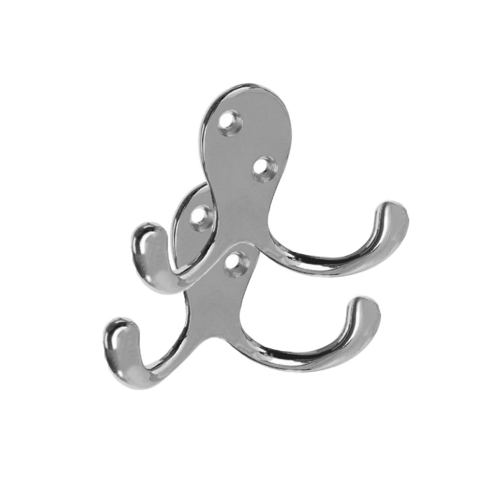 Clothes Hook Double Satin Nickel