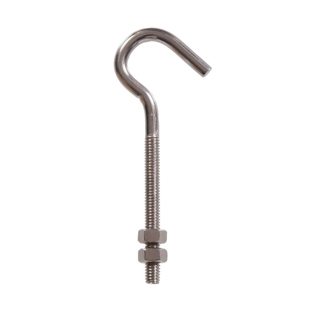 Screw Hook with Nut Stainless Steel 5/16in x 5in