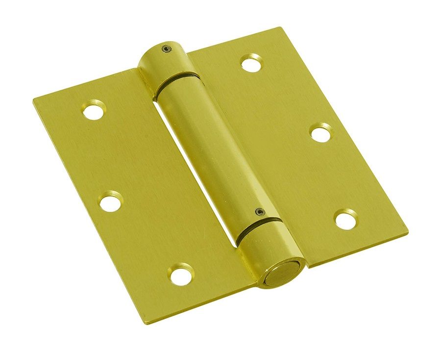 Hinge Spring Square Corner Adjustable Satin Brass 3-1/2in