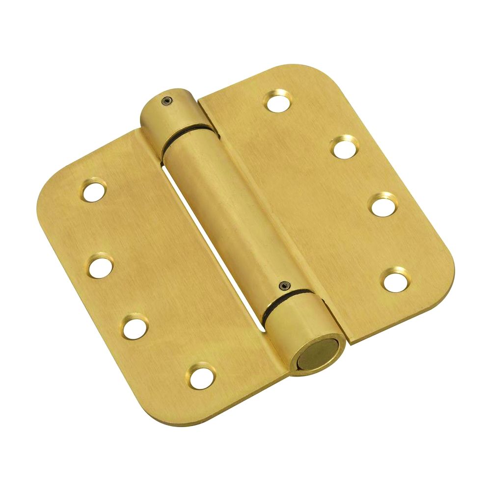 Hinge Adjustable Spring Round Corner Satin Brass 4in