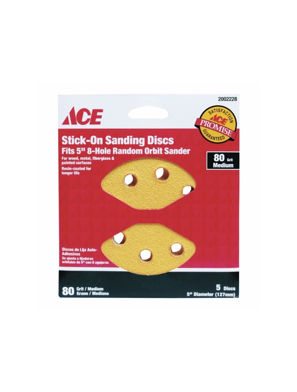ACE Stick-On Sanding Discs 80 Grit Medium, 5 Discs, # 2002228 *New*