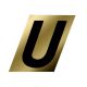 Letter U Black/Gold 1-1/2in