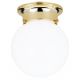 Ceiling Fixture Brass Globe White 6.8in (3020740)