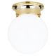 Ceiling Fixture Brass Globe White 6.8in (3020740)