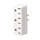 White Outlet Adapter Grounded Triple Tap