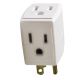 White Square 3 Outlet Grounded Adapter