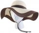 Braided Wide Sun Protection Floppy Hat Women Coffee Cream