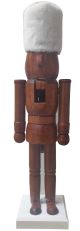 Nutcracker Woodstain With White Fur Hat 14in (130-5001097)
