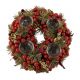 Quad Candle Holder Wreath Red & Gold Berries (140-0500360)