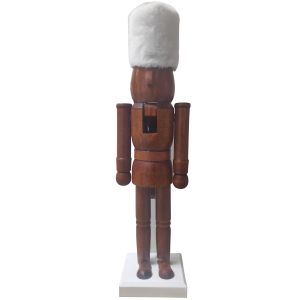 Nutcracker Woodstain With White Fur Hat 14in (130-5001097)